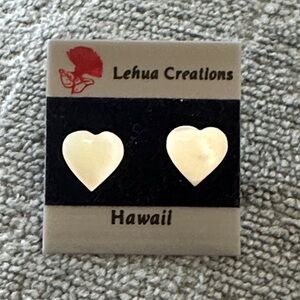 Hawaiian Mother of Pearl Heart Post Earrings